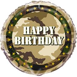 UNIQUE - Folie ballon Happy Birthday camouflage 45 cm - Decoratie > Ballonnen